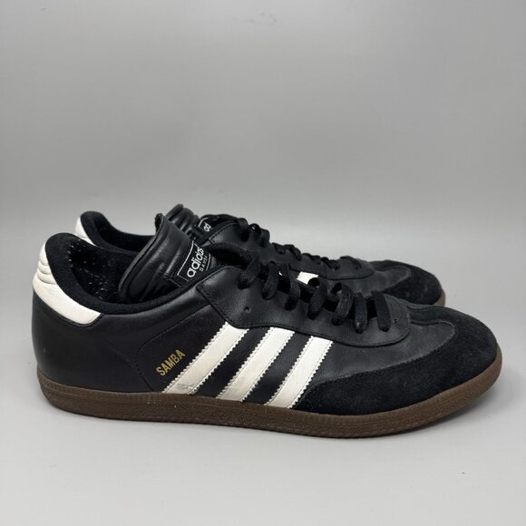 Adidas Samba Shoes Mens Size 13 Black White Leather Gum Sole Sneakers 034563